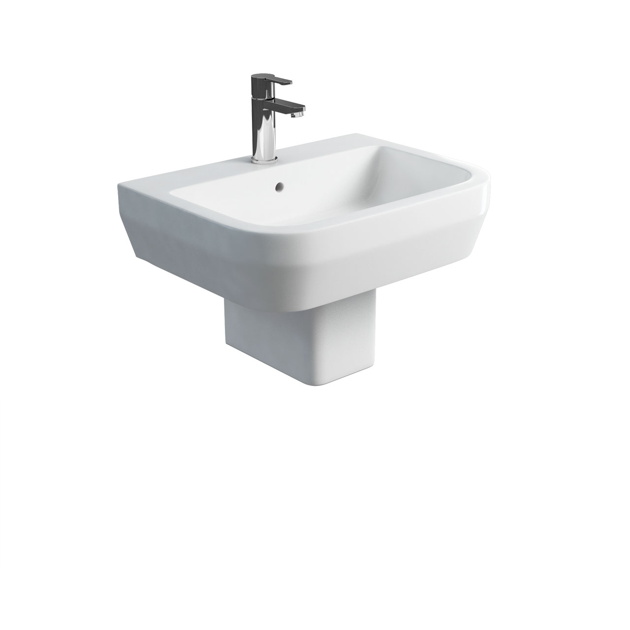Curve S30 600 basin and square fronted semi pedestal
